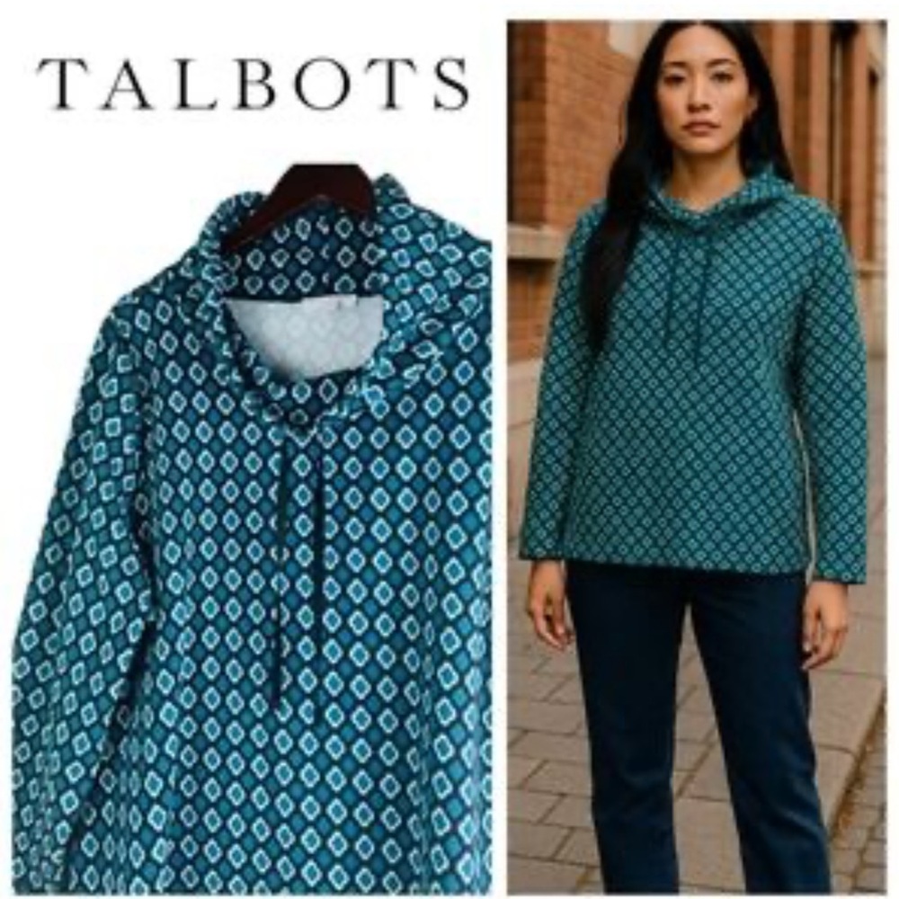 T by Talbots Teal Patterned Pullover in 2X